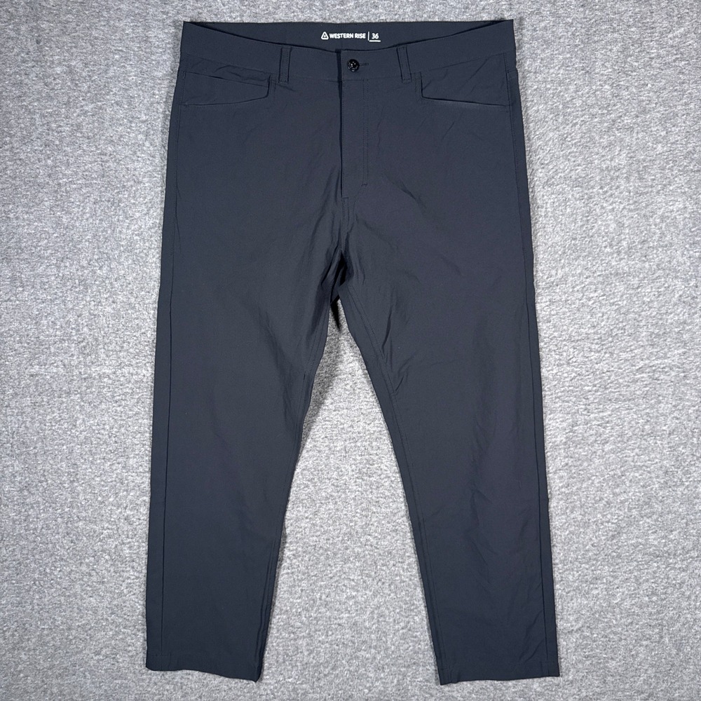 Western Rise Evolution Pants Mens 36x29 Charcoal Black Stretch Travel Trousers‎